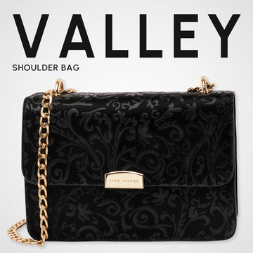 LINO PERROS BLACK FLORAL EMBOSSED SHOULDER BAG