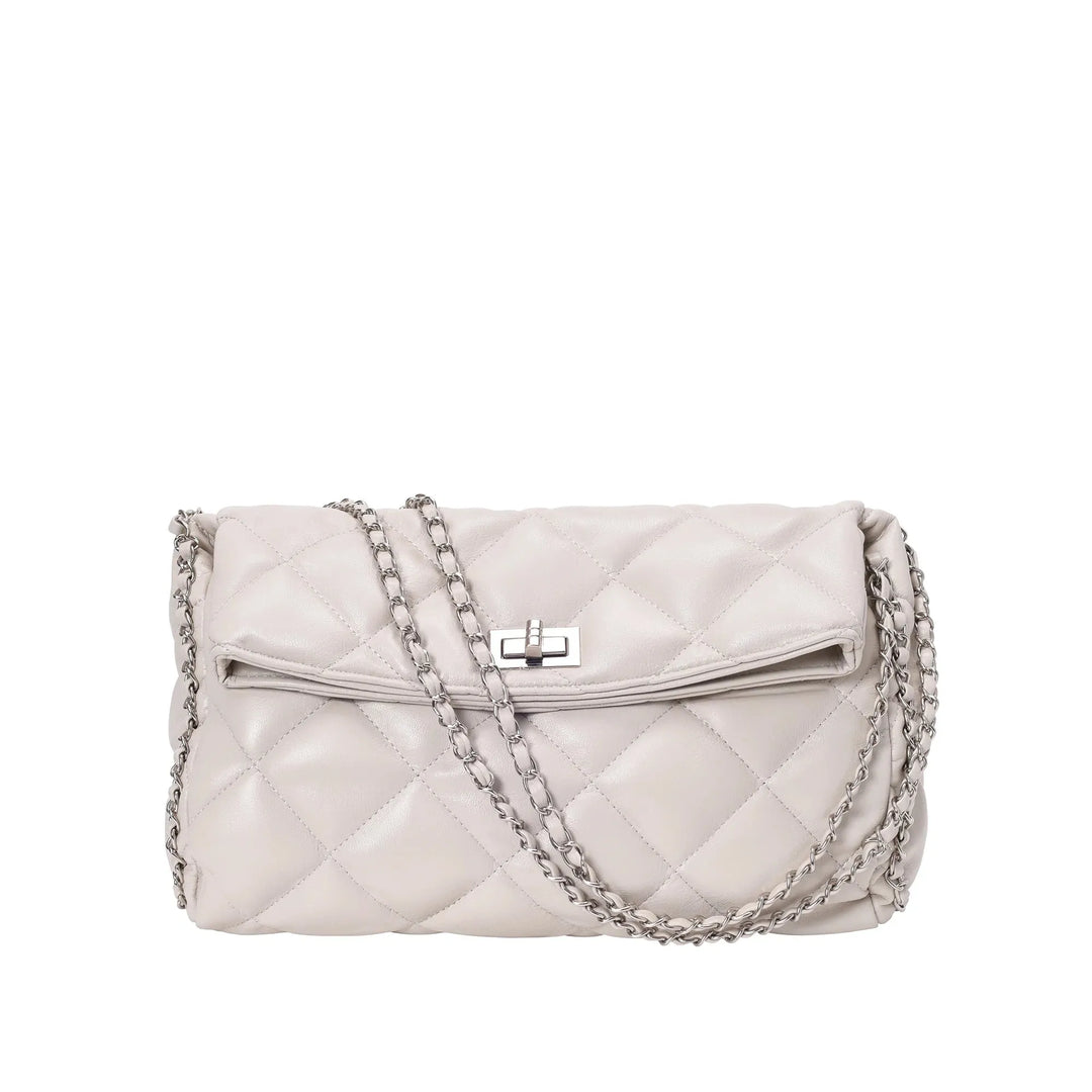 Maddie Fold White Shoulder Bag
