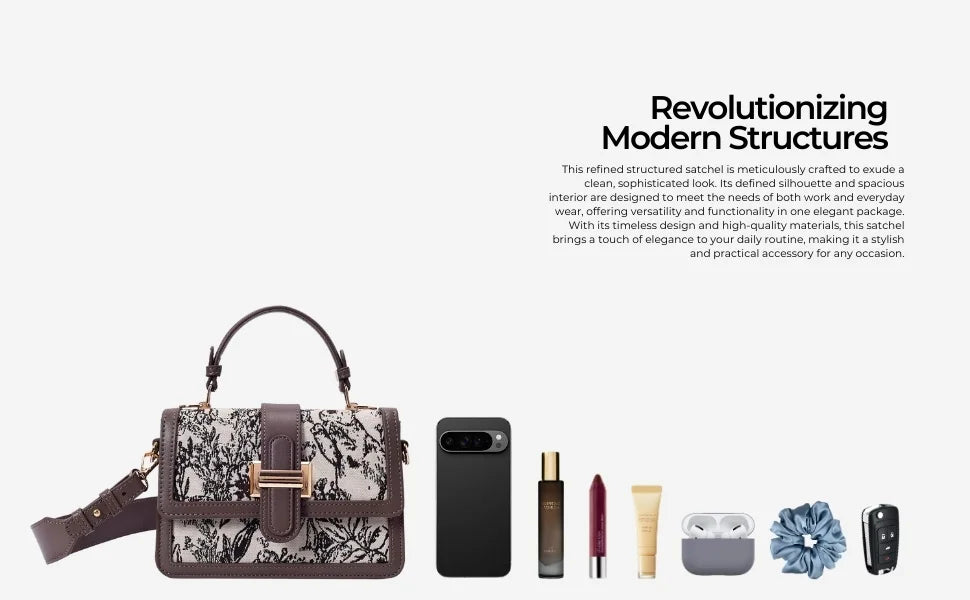 Valley Floral-Infused Beige Satchel Bag