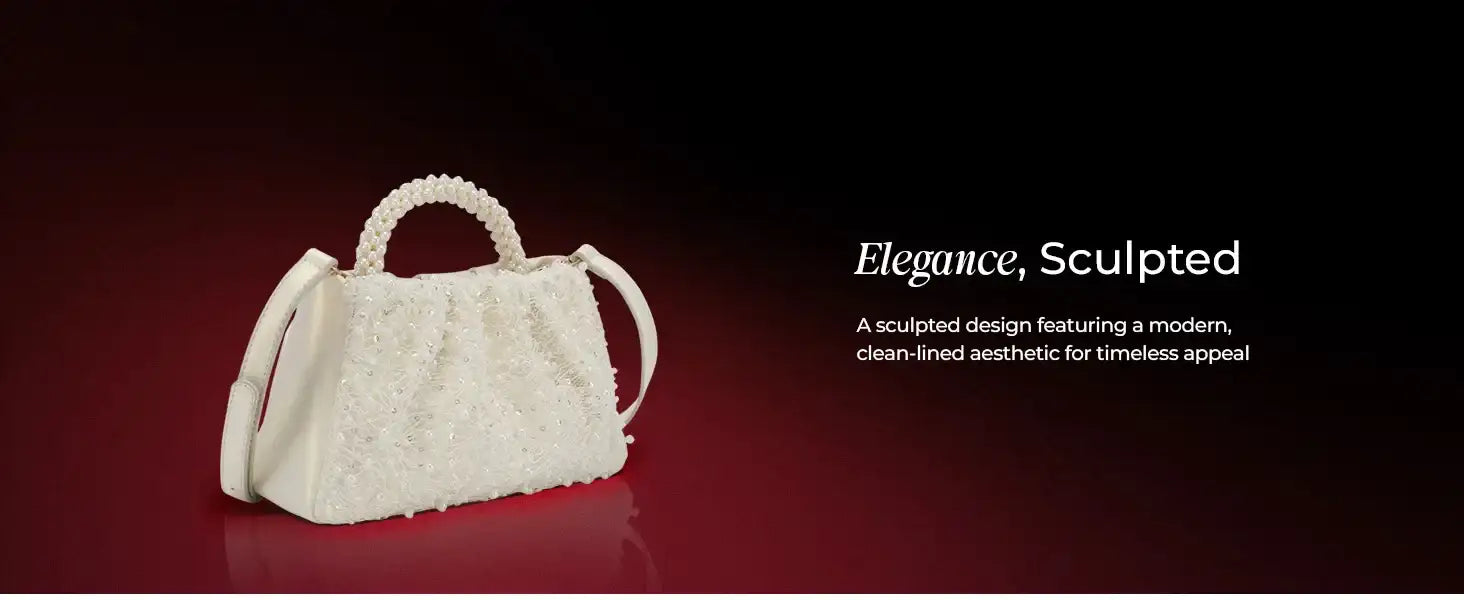 Texas Rosa Pearl-White Clutch
