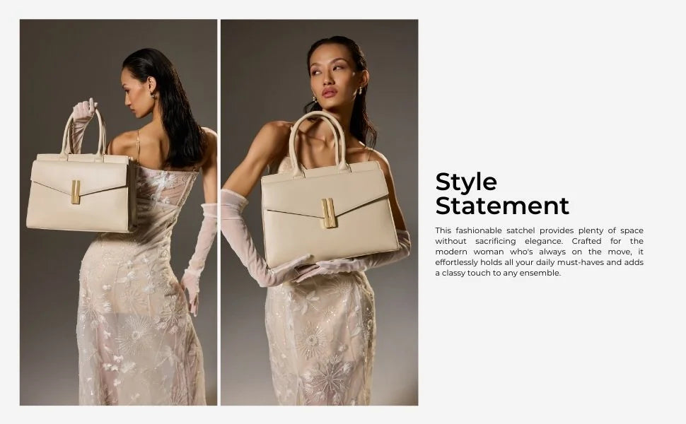 Monroe Structured Beige Satchel Bag