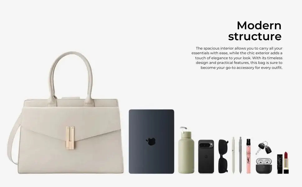 Monroe Structured Beige Satchel Bag