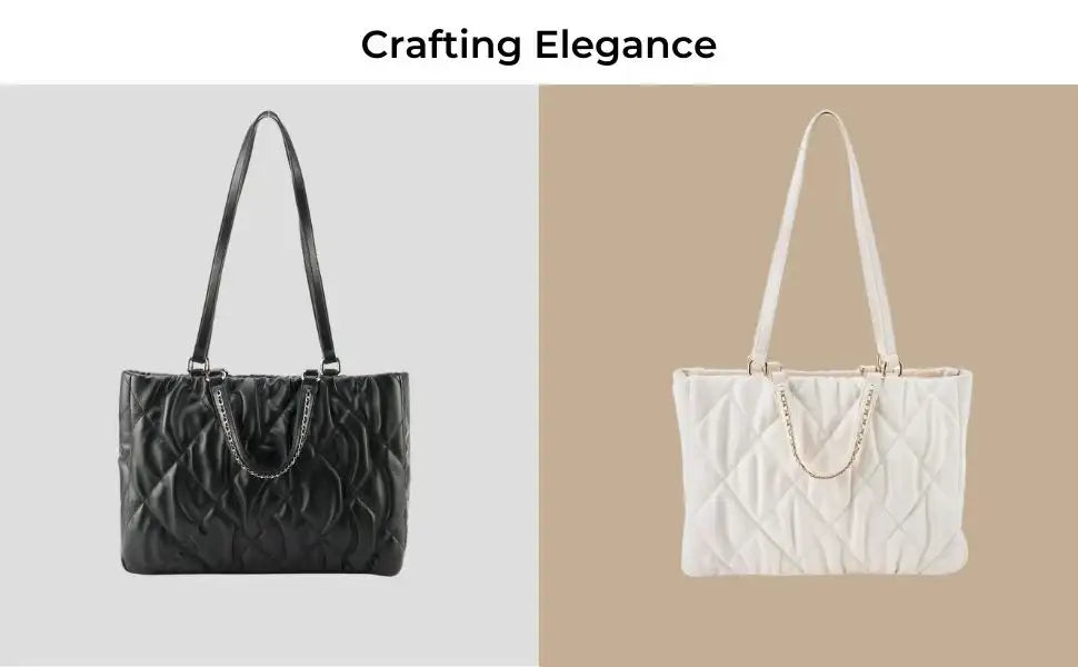 Maddie Quilted  Black Tote Bag
