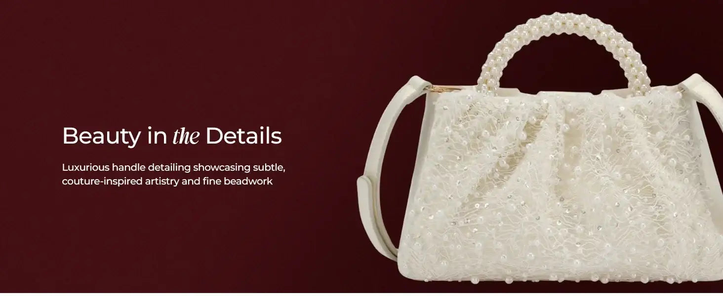 Texas Rosa Pearl-White Clutch