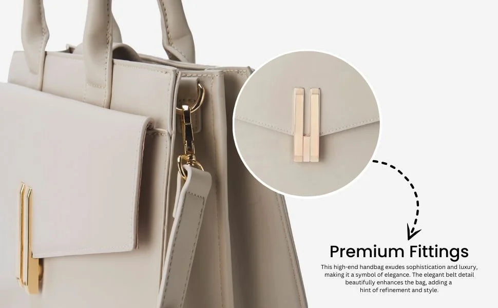 Monroe Structured Beige Satchel Bag