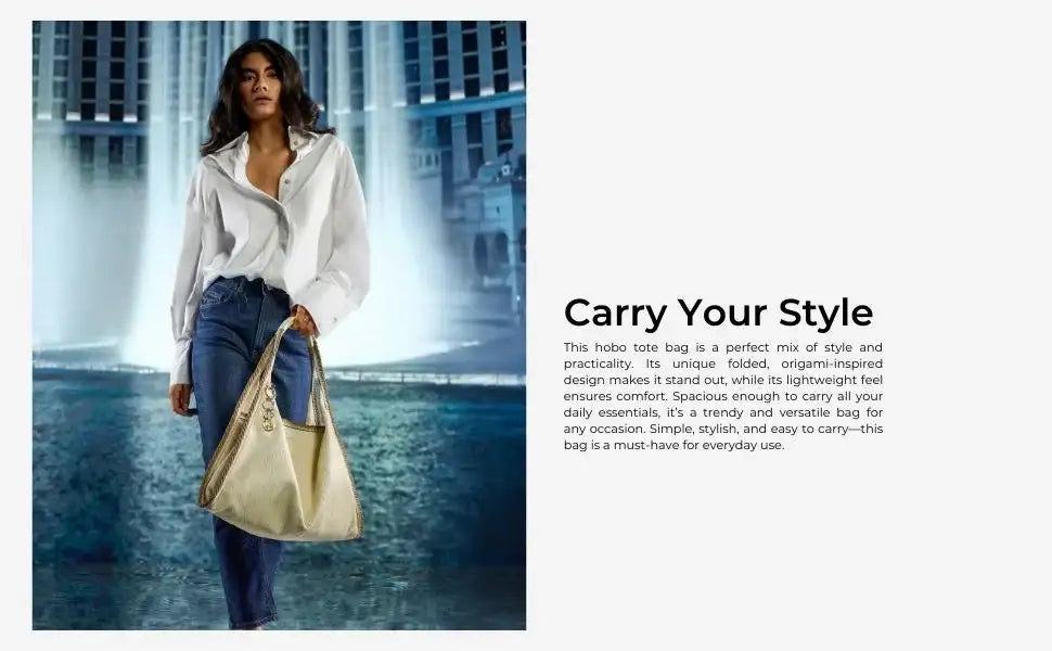 Avril Stylized Beige Hobo Tote