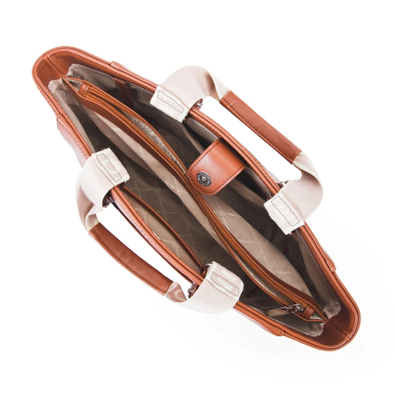 Monroe Color-Blocked Commuter Beige Tote Bag