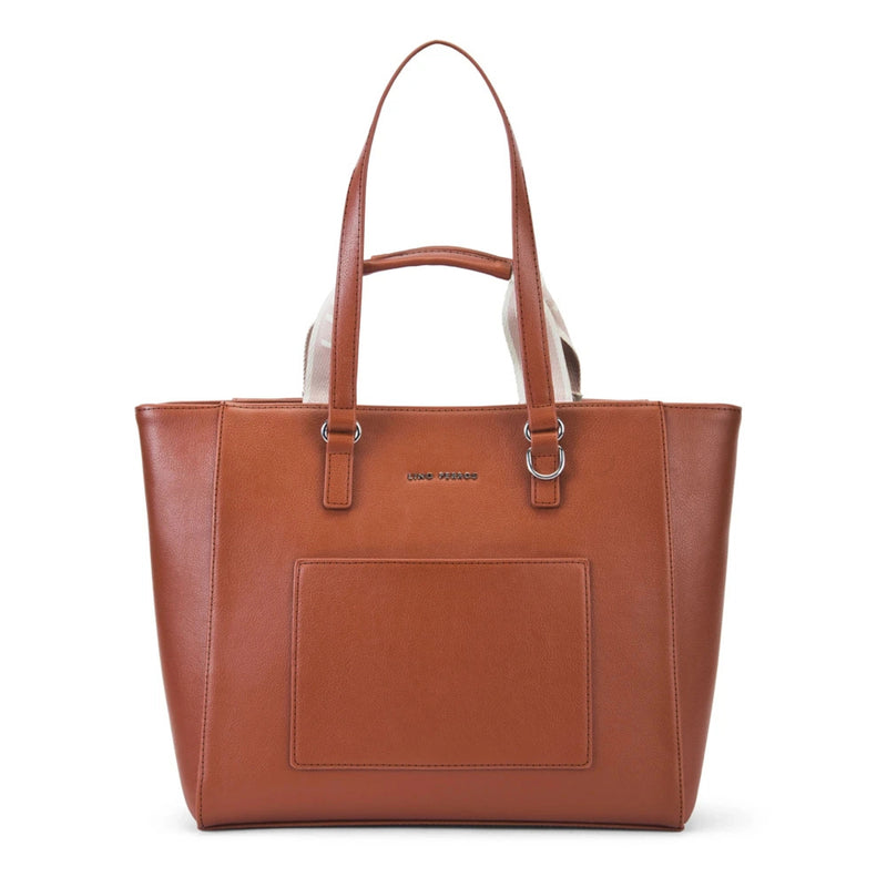 Monroe Color-Blocked Commuter Beige Tote Bag