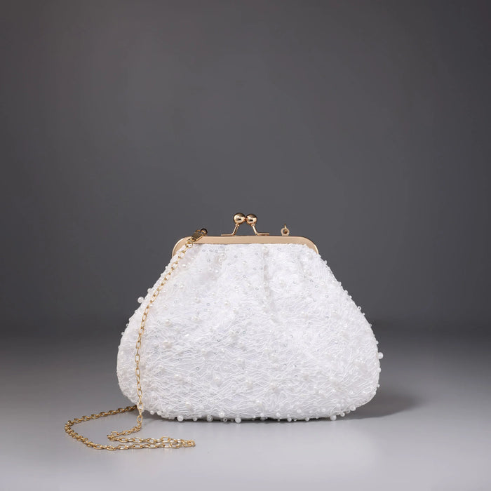 Texas Nora Pearl White Clutch