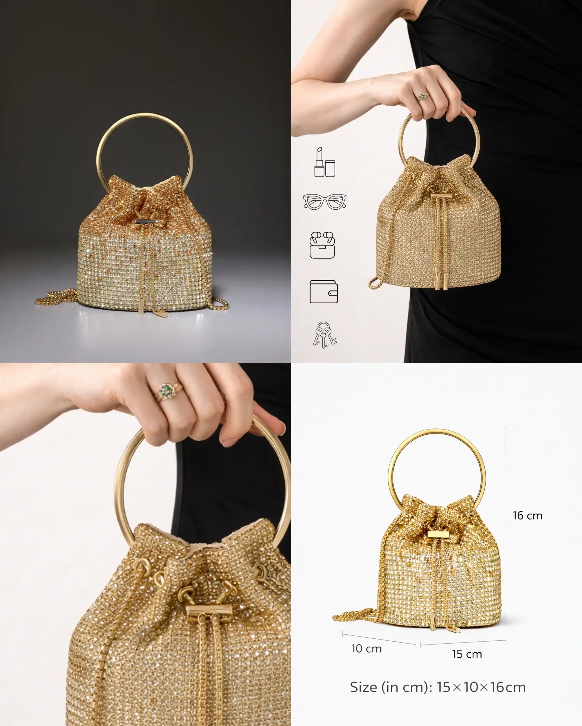 Texas Celia Gold Clutch - Lino Perros