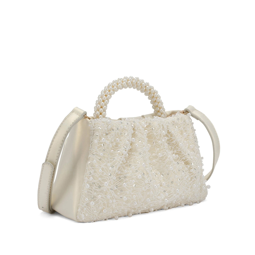 Texas Rosa Pearl-White Clutch