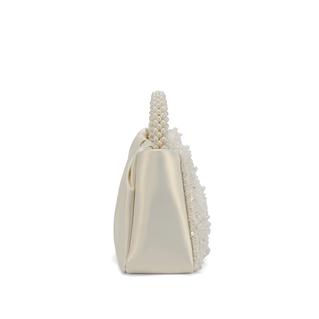 Texas Rosa Pearl-White Clutch