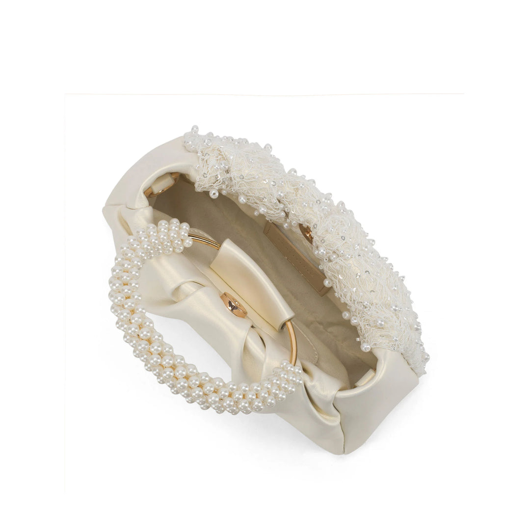 Texas Rosa Pearl-White Clutch