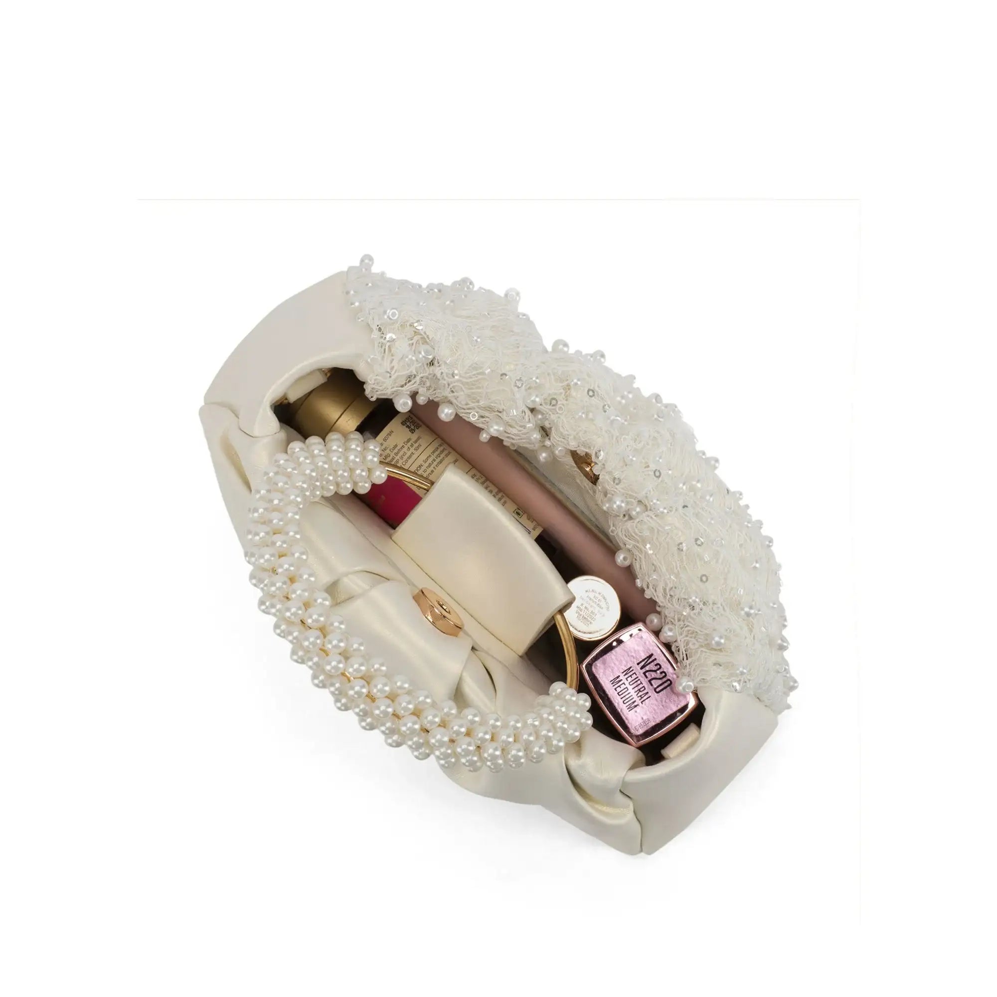 Texas Rosa Pearl-White Clutch - Lino Perros