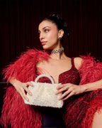 Texas Rosa Pearl-White Clutch - Lino Perros