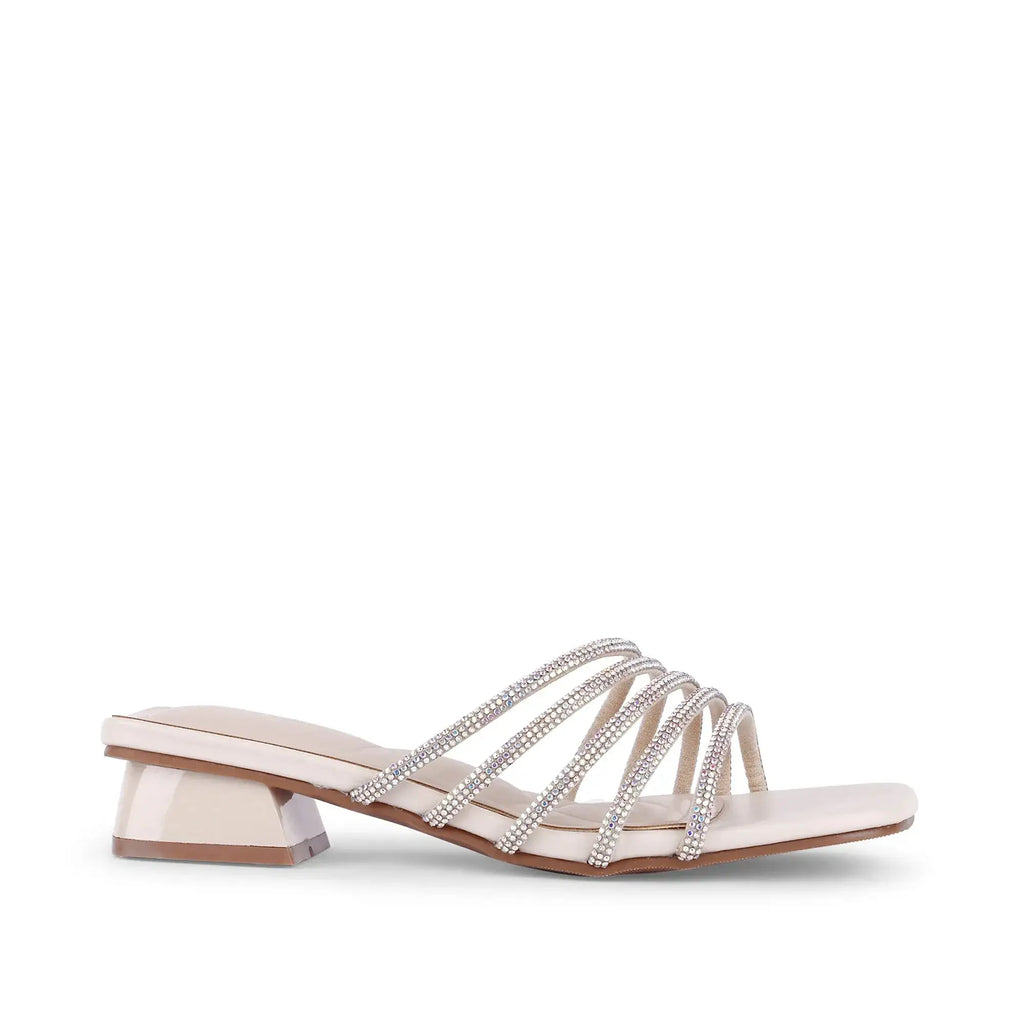 Gabbana Rhinestone Embellished Off White Flats - Lino Perros