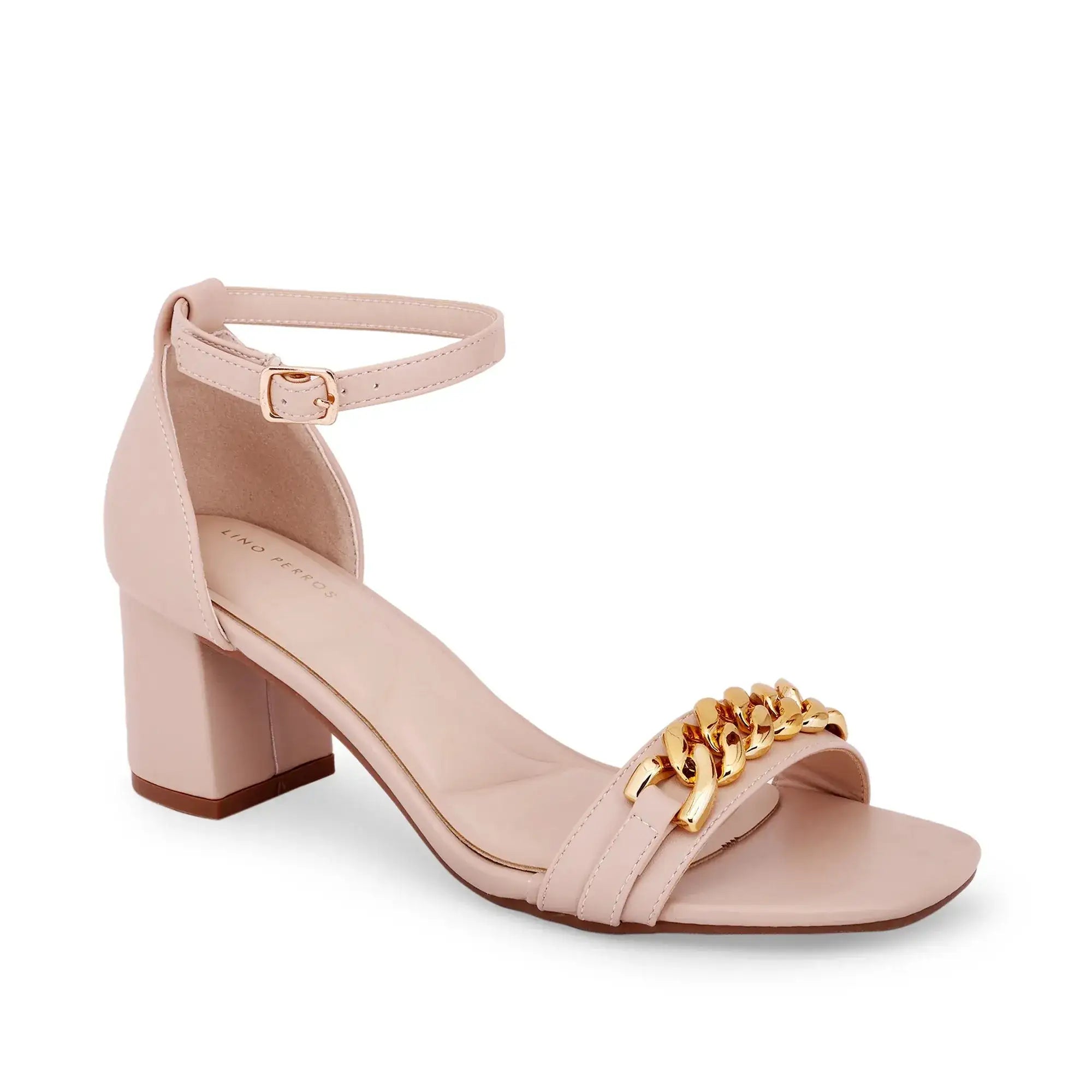Gabbana Chain Link Beige Block Heels - Lino Perros