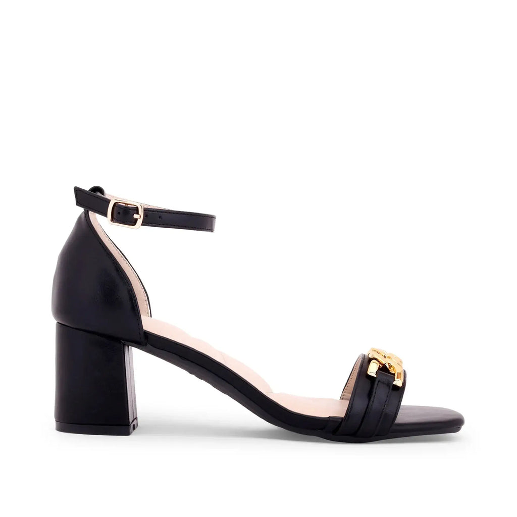 Gabbana Chain Link Black Block Heels - Lino Perros