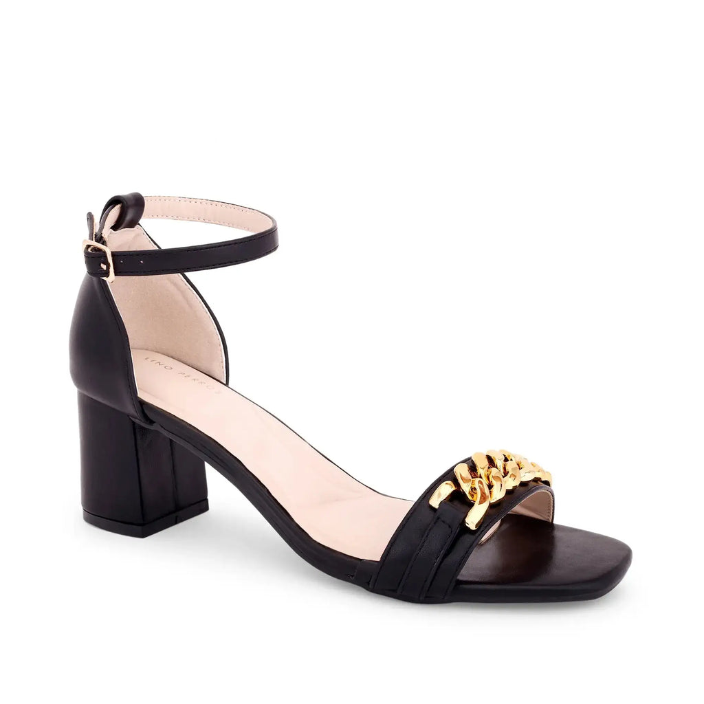 Gabbana Chain Link Black Block Heels - Lino Perros