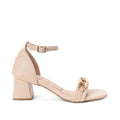 Gabbana Chain Link Soft Beige Block Heels - Lino Perros