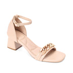 Gabbana Chain Link Soft Beige Block Heels - Lino Perros