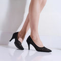 Victoria Lacy Jet Black Party Pumps - Lino Perros