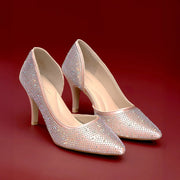 Victoria Diamond Studded Dark Pink Slim Pumps