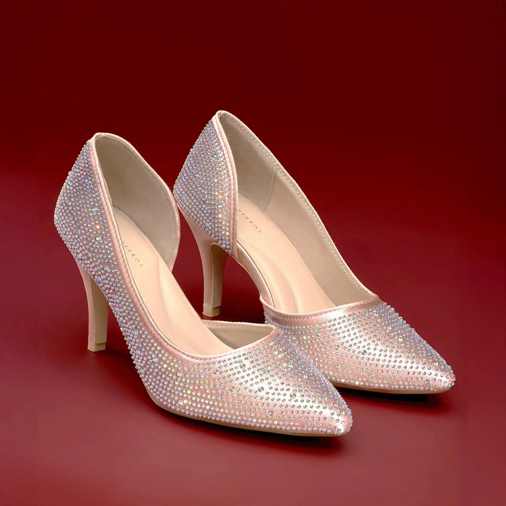 Victoria Diamond Studded Dark Pink Slim Pumps - Lino Perros