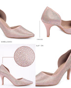 Victoria Diamond Studded Dark Pink Slim Pumps - Lino Perros