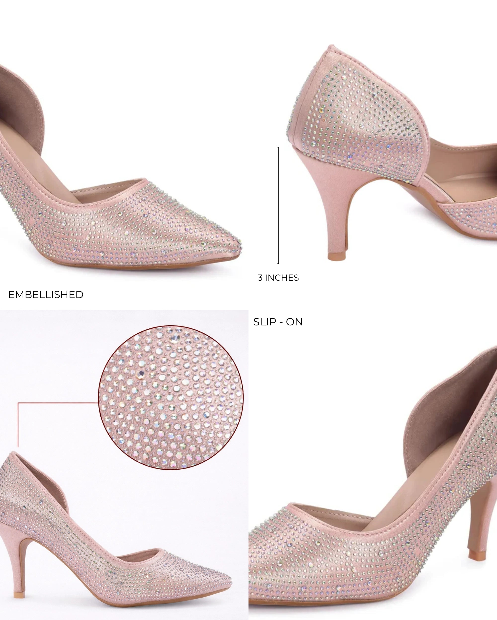 Victoria Diamond Studded Dark Pink Slim Pumps - Lino Perros