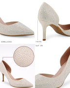 Victoria Diamond Studded Slim Golden Pumps - Lino Perros
