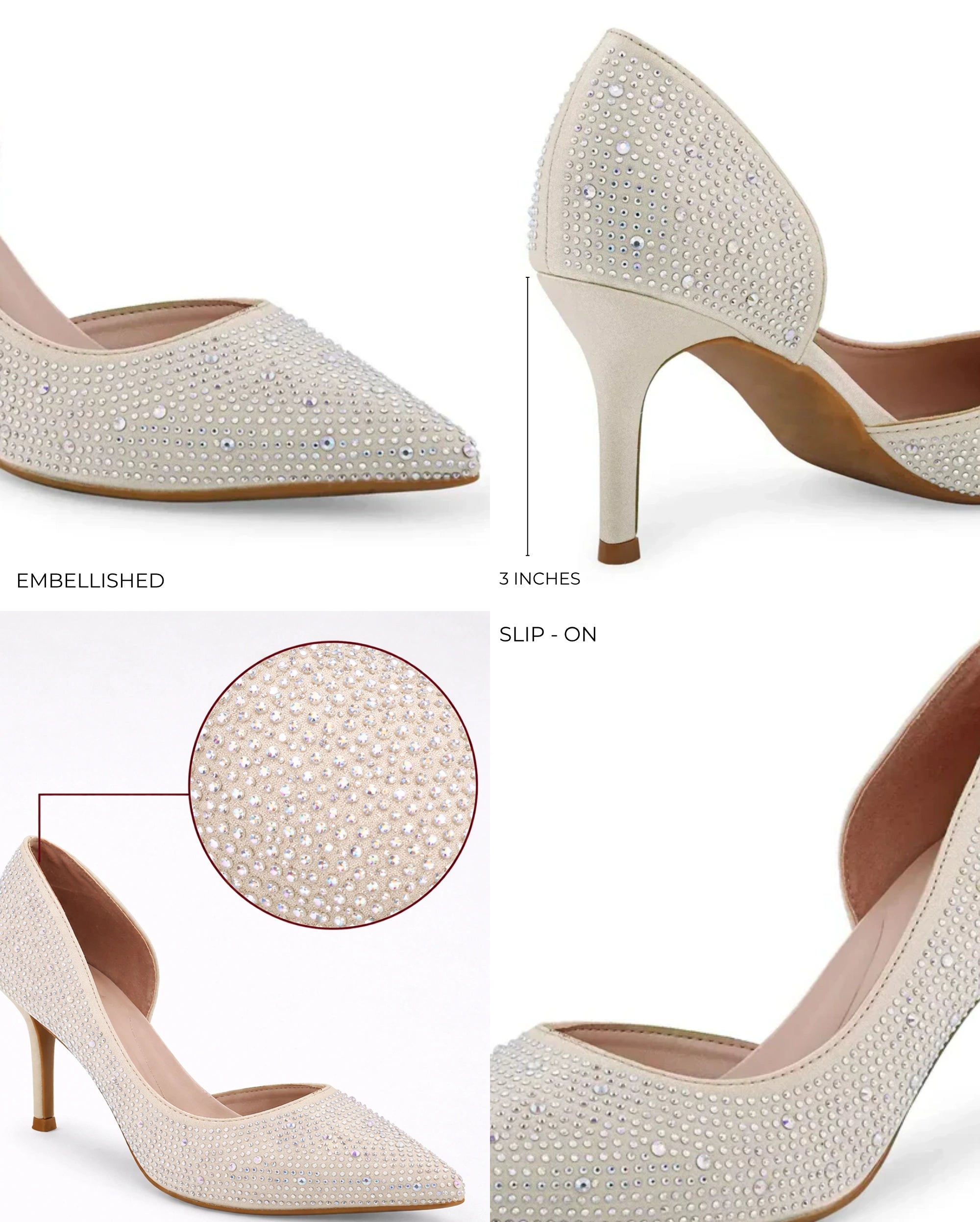 Victoria Diamond Studded Slim Golden Pumps - Lino Perros