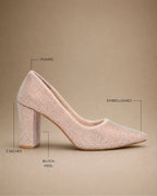 Gabbana Diamond Studded Block Beige Pumps - Lino Perros