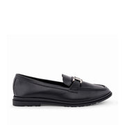 Ava Casual Chain Black Loafers