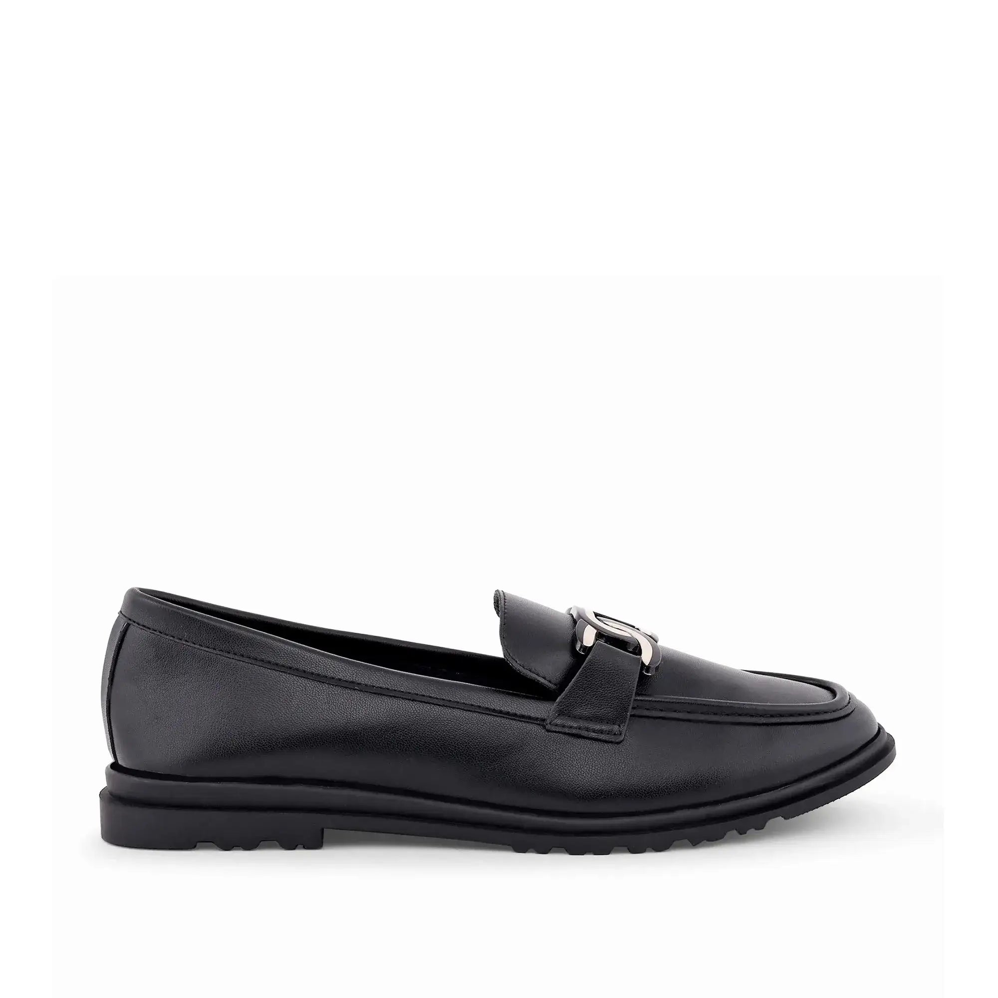 Ava Casual Chain Black Loafers - Lino Perros