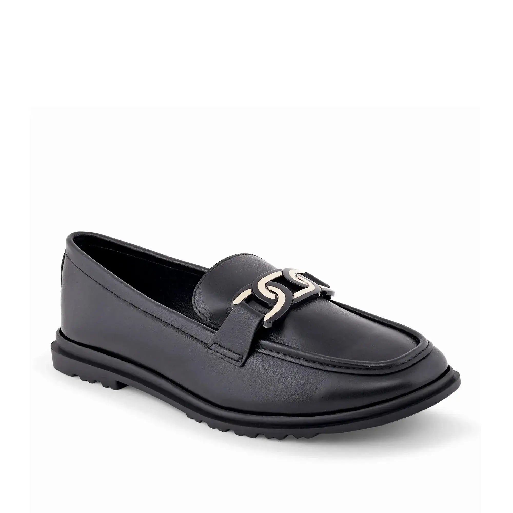 Ava Casual Chain Black Loafers - Lino Perros