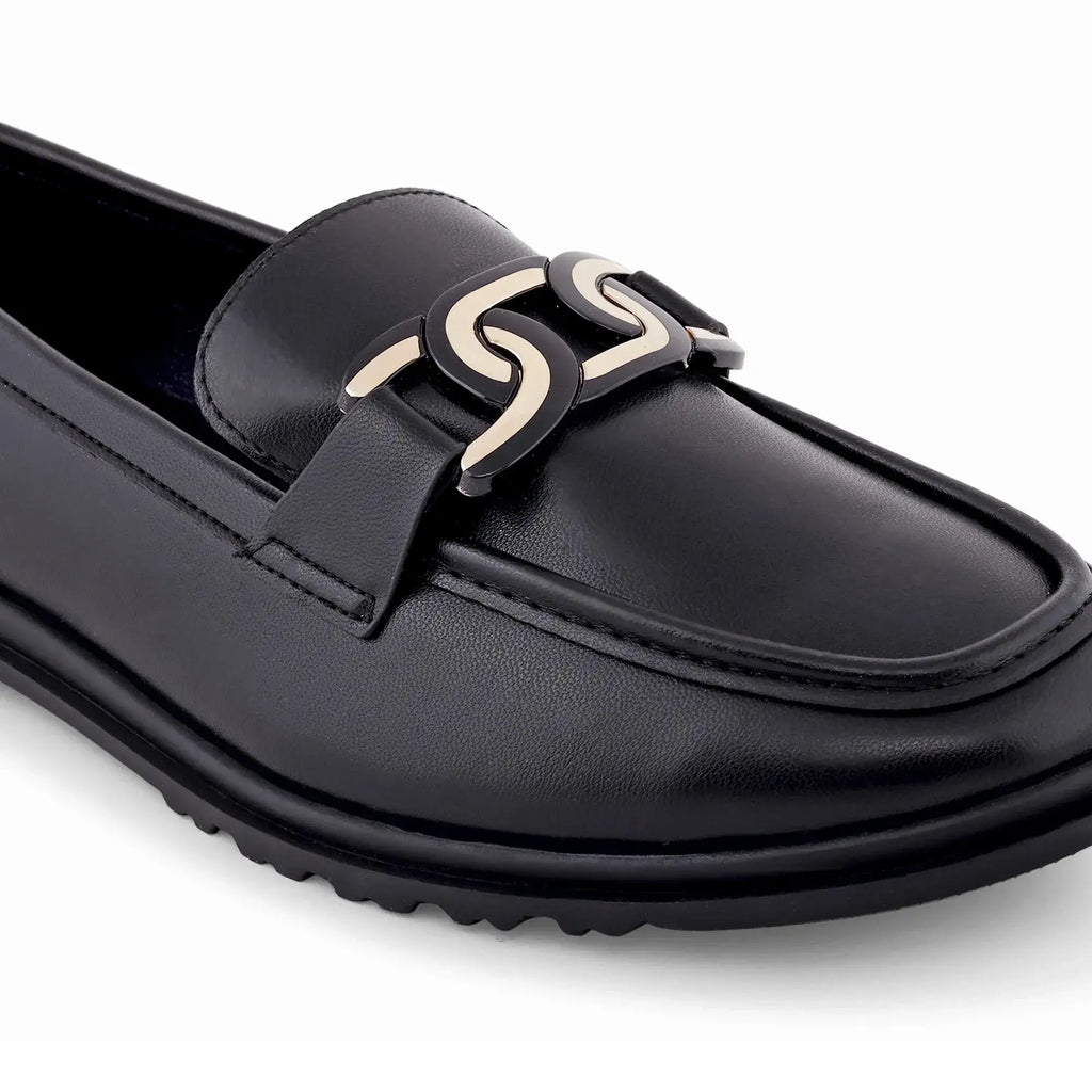 Ava Casual Chain Black Loafers - Lino Perros