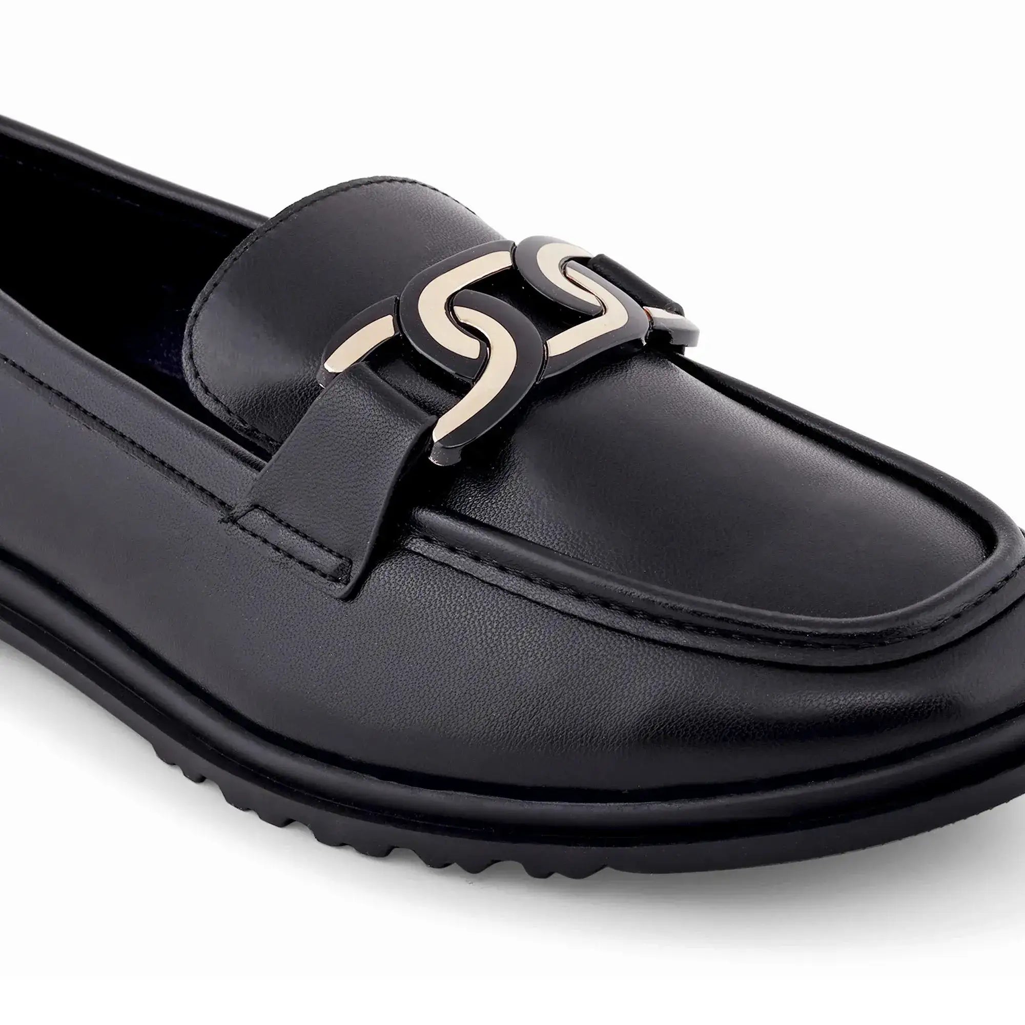 Ava Casual Chain Black Loafers - Lino Perros