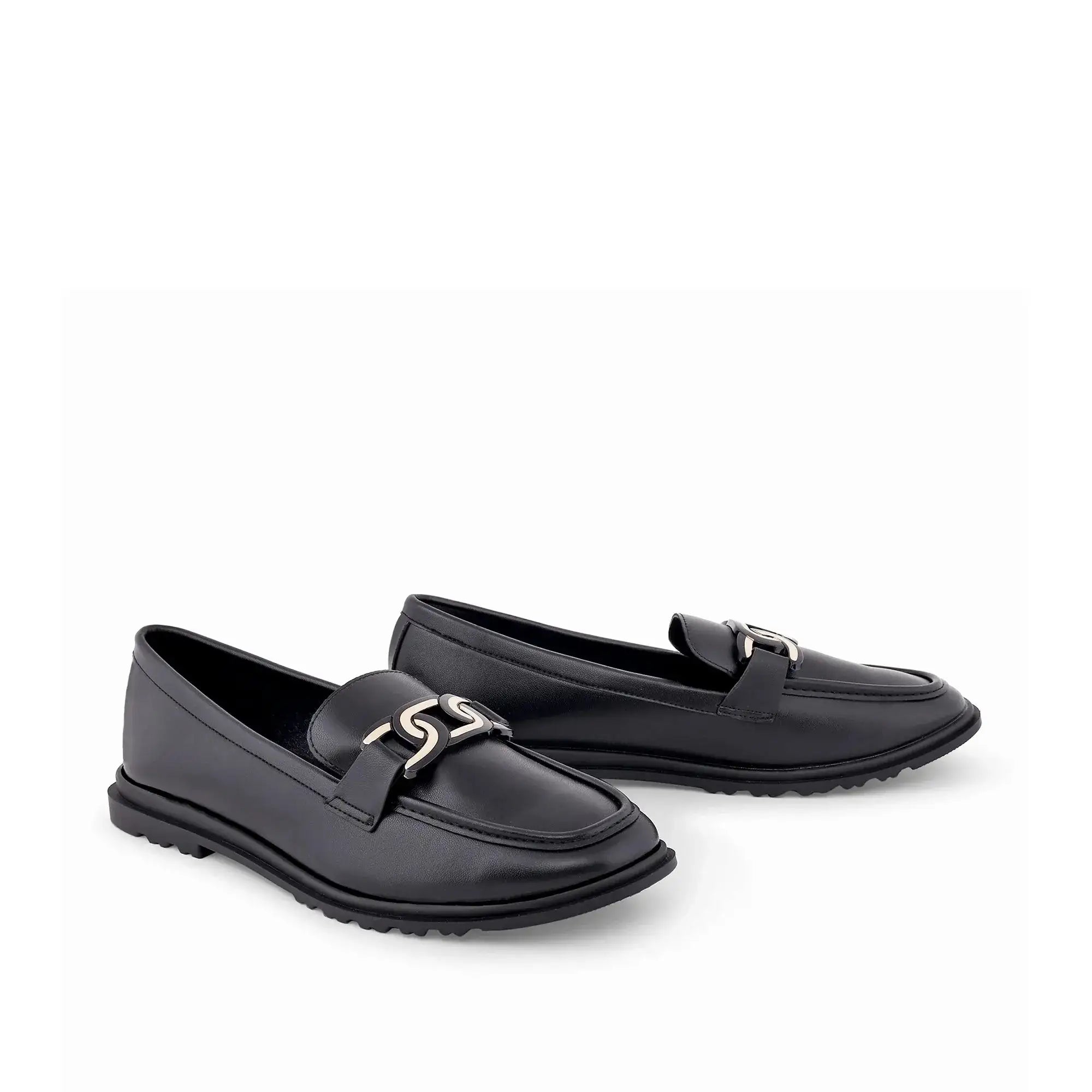 Ava Casual Chain Black Loafers - Lino Perros