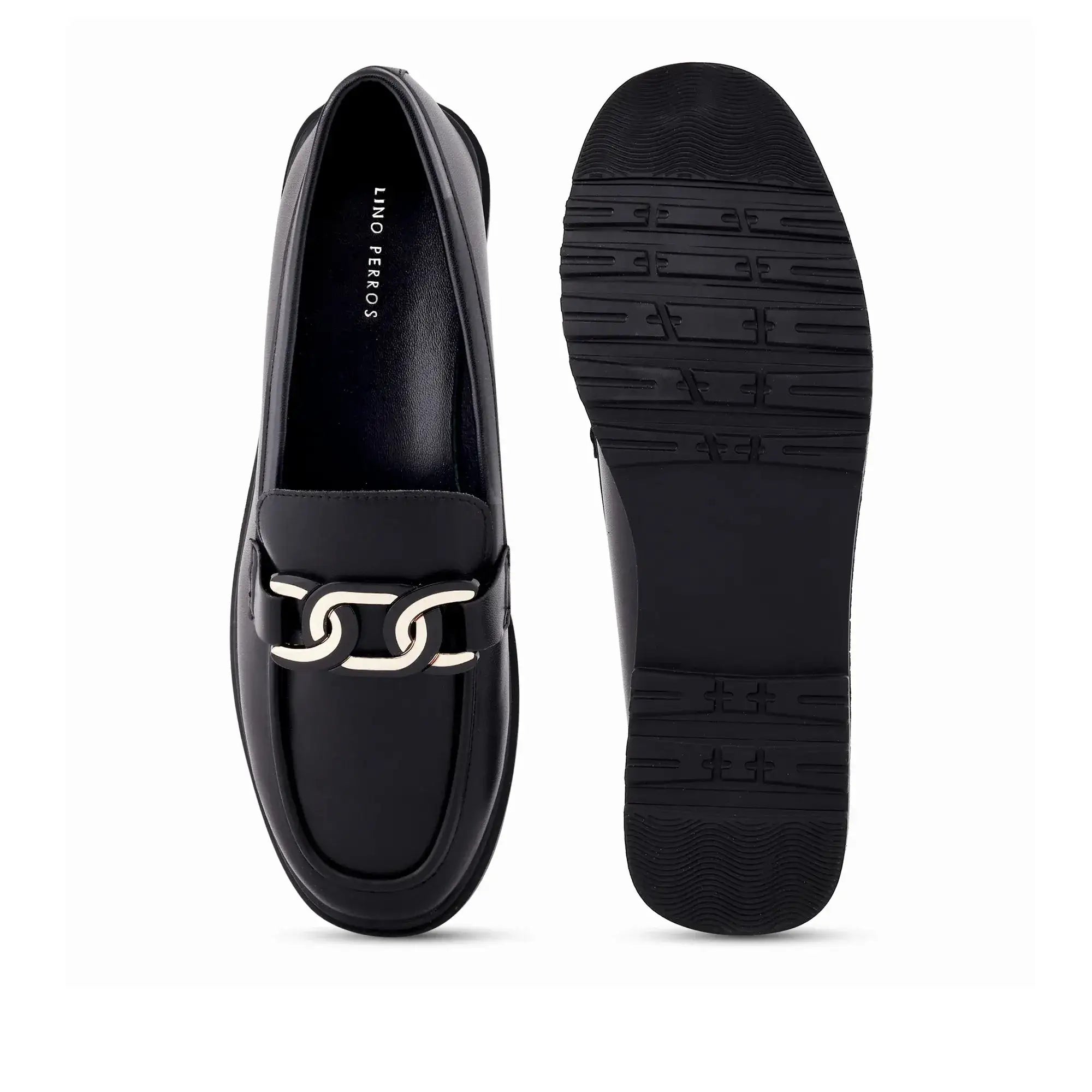 Ava Casual Chain Black Loafers - Lino Perros