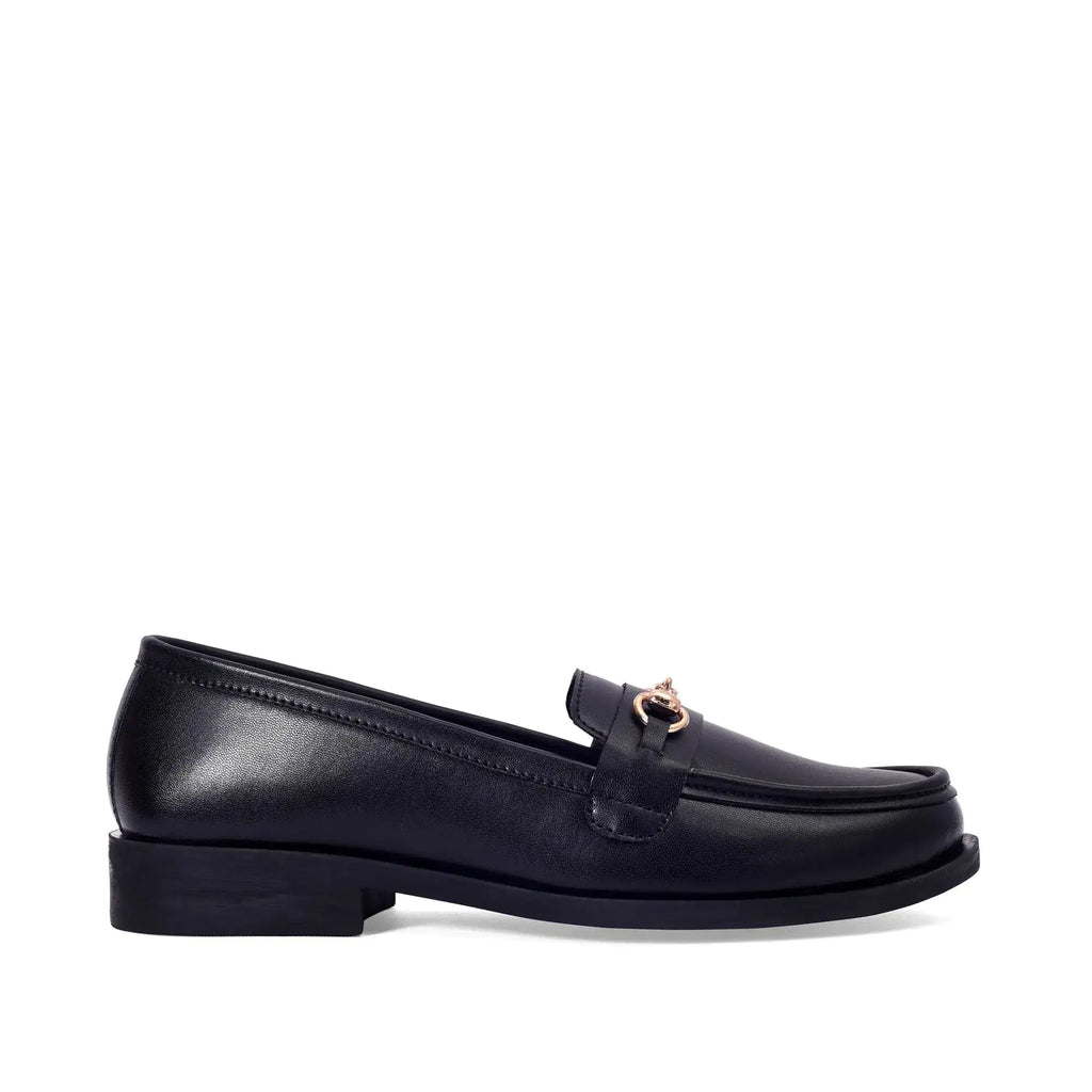 Ava Casual Chain Jet Black Loafers - Lino Perros