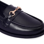 Ava Casual Chain Jet Black Loafers - Lino Perros