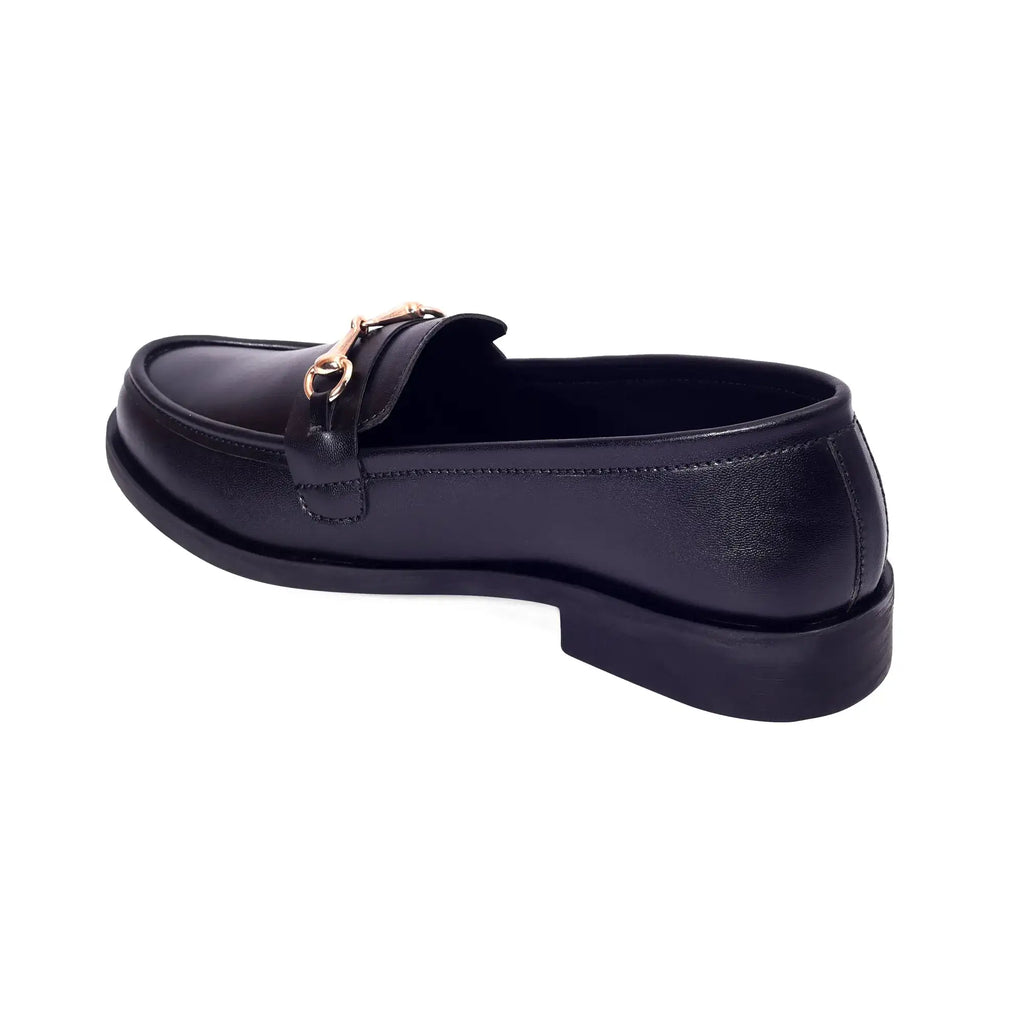 Ava Casual Chain Jet Black Loafers - Lino Perros