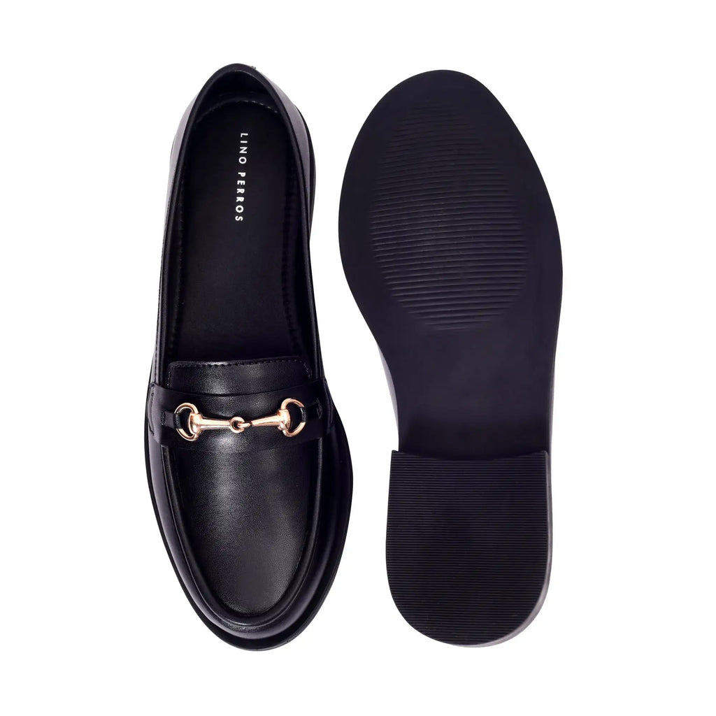 Ava Casual Chain Jet Black Loafers - Lino Perros