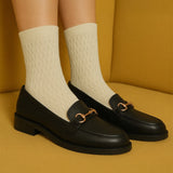 Ava Casual Chain Jet Black Loafers