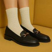 Ava Casual Chain Jet Black Loafers