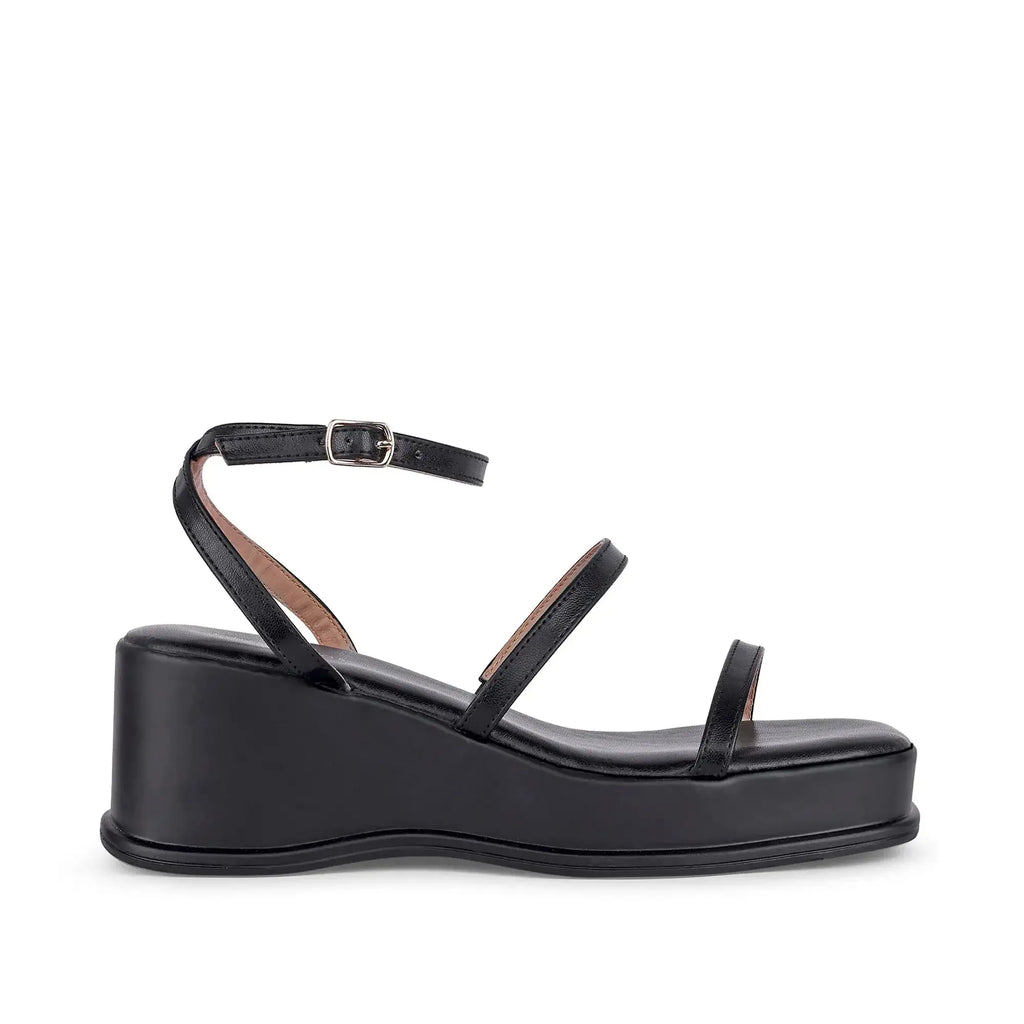 Bowie Casual Platform Black Sandals - Lino Perros