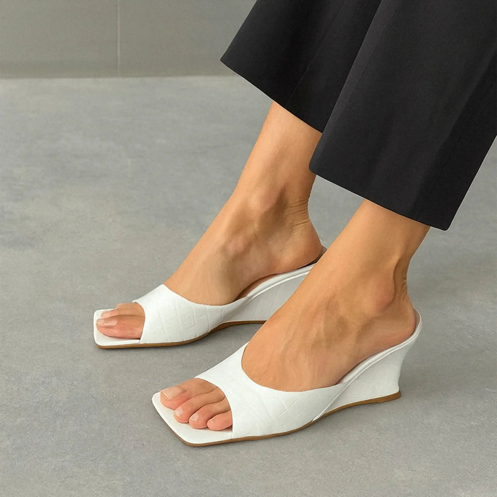 Lopez Upbeat Wedges White Heels - Lino Perros