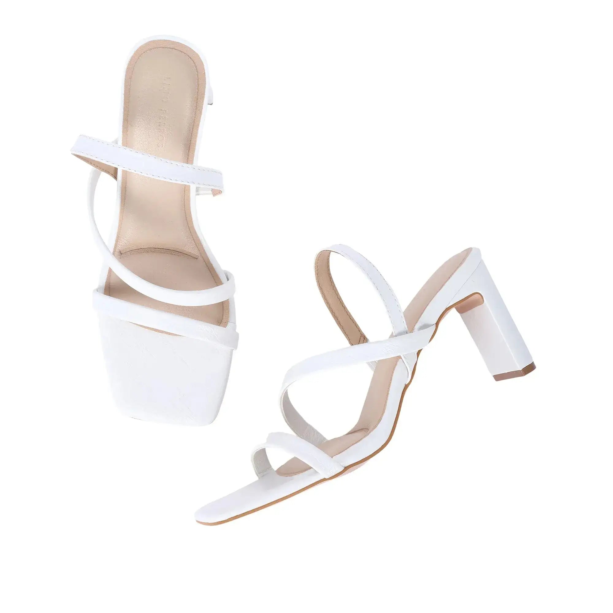 Gabbana Modern White Block Heels - Lino Perros