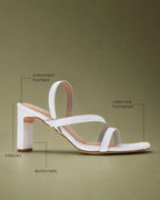 Gabbana Modern White Block Heels - Lino Perros